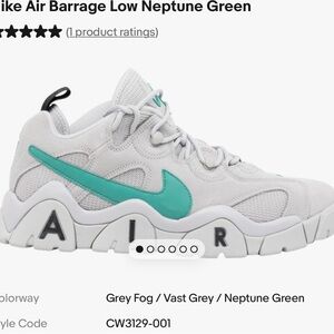 Nike Air Barrage Low in Grey Fog and Neptune Green